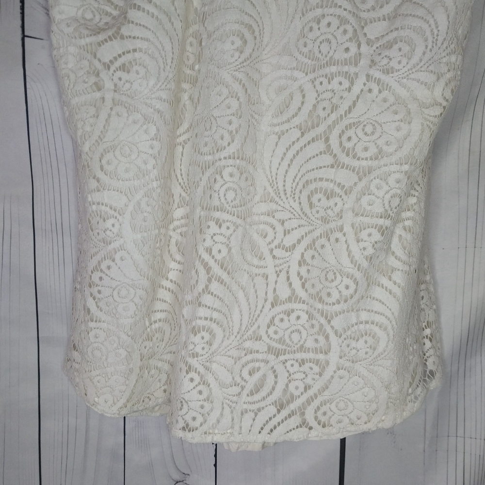 Trina Turk Kokua Off White Lace Boho Summer Coastal Racerback Tank - Picture 9 of 9